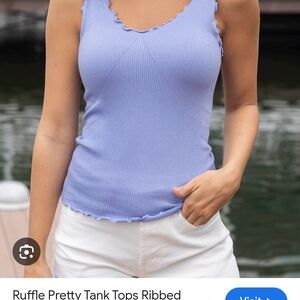 Grace & Lace Scalloped Ribbed Tank Top - Light Purple